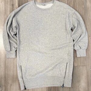 American Eagle Outfitters Women's Grey Pullover Sweatshirt with Side Zipper Crew